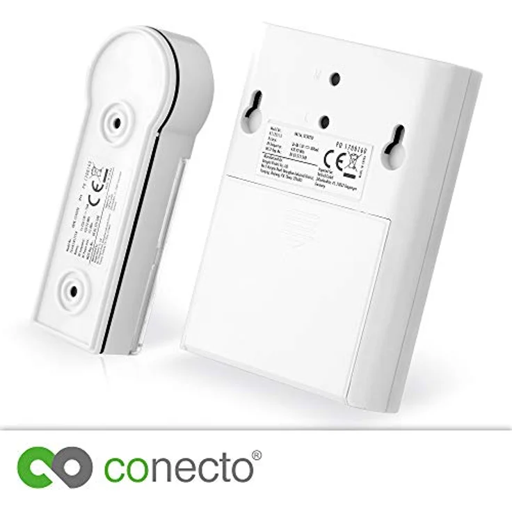 conecto CC50230 Funktürklingel Türklingel Funkklingel - Set inkl. Sender Funk-Taster u. Empfänger Klingel bis 100m Reichweite, 36 Klingeltöne Melodien, kabellos, wireless, batteriebetrieben, IP44 weiß – Bild 5