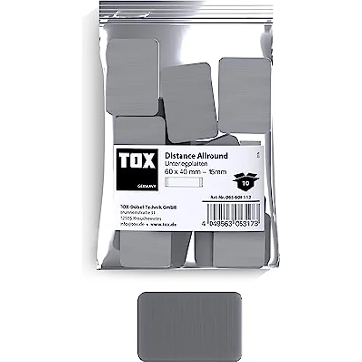TOX Distance Allround Unterlegplatten, Ausgleichsplatten aus Kunststoff, belastbar bis 5 Tonnen, Polypropylen, 60 x 40 x 15 mm, 1 Beutel, 10 Stk., 065600112 – Bild 1