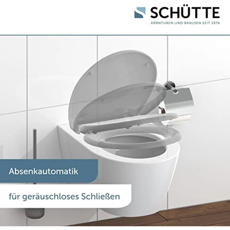 Schütte WC-Sitz Duroplast Grey, doppelte Absenkautomatik und Schnellverschluss, bruchsicher und kratzfest – Bild 2