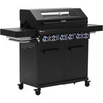 TAINO PLATINUM YAMARA DARK 6+2 Gasgrill Stahl 6 Brenner Keramik Sear-Burner Keramik Backburner Gusseisen-Rost, mit Piezo-Zündung