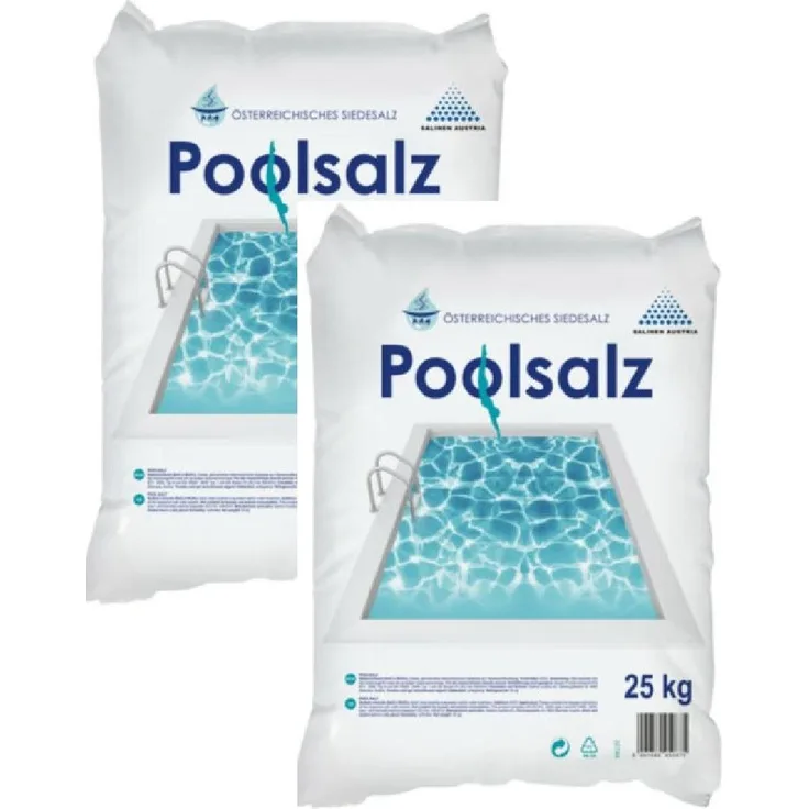Salinen Austria Poolsalz für Salzwasser-Pool, 2 x 25 kg, hohe Reinheit für effektive Wasserdesinfektion