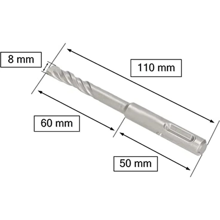 KOTARBAU® SDS+ Bohrer 8 x 110 mm, Hochwertige Metalllegierung mit gehärtetem Kopf für maximale Haltbarkeit und Präzision – Bild 2