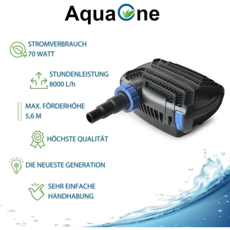 AquaOne Kammerfilter Set mit Teichpumpe und Wasserklärer I Filteranlage CBF-550 B für einen Teich bis 90.000 Liter I Komplettset mit UVC Klärer 110W Eco Pumpe 70 Watt Skimmer Teichschlauch Nr.81 – Bild 3