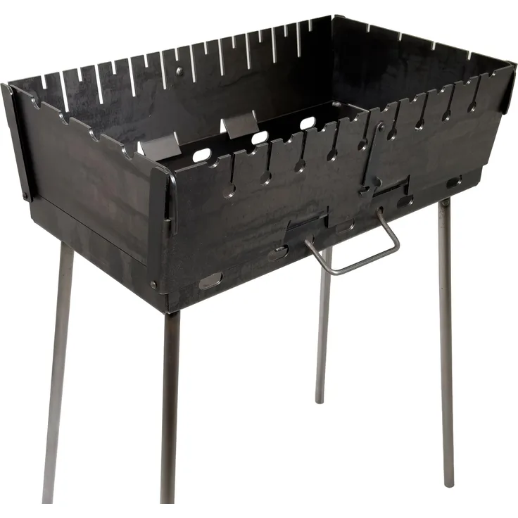 GOROCH Verstärkter Schaschlikgrill, Stahl 3 mm für 10 Spieße, stabil und ideal für Garten & BBQ
