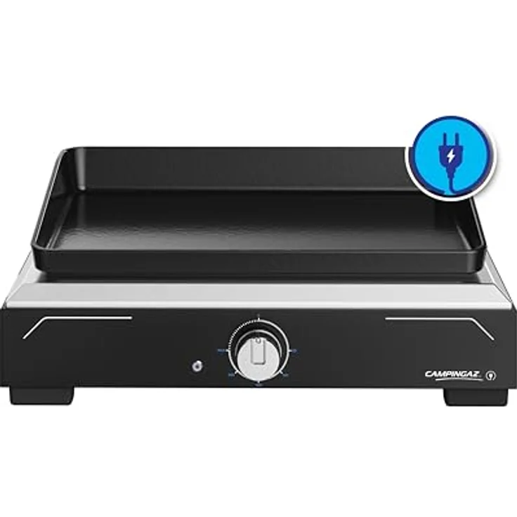 Campingaz Plancha Electric 1 XD | Elektrogrill Indoor & Outdoor | Plancha-Teppanyaki-Grillplatte | Tragbarer Balkongrill | Antihaftbeschichtung | Gusseisen | Leistung 2500 W | Schwarz – Bild 2