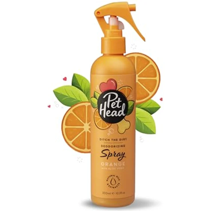 Pet Head Ditch The Dirt Tiershampoo Spray, geruchsneutralisierendes Spray mit Aktivkohle, 300 ml, orange – Bild 1