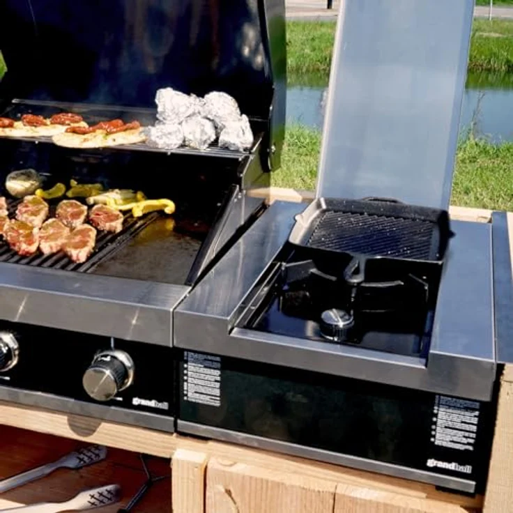 Grandhall Gasgrill Maxim & Elite Einbau Grill, 4,4 kW Edelstahl mit Seitenbrenner, ohne Abdeckhaube – Bild 3