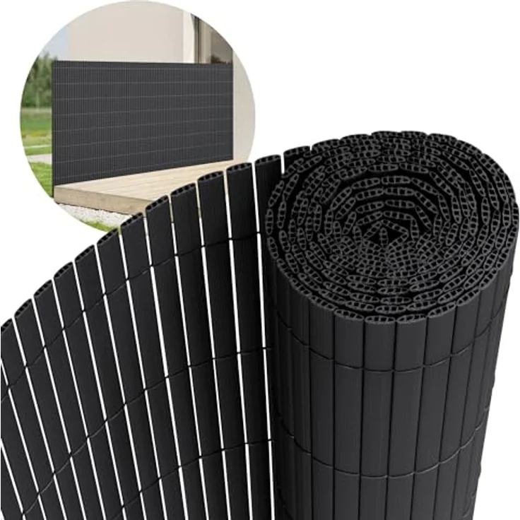 ECD Germany PVC Sichtschutzmatte 120x300 cm, Anthrazit, UV-beständig, wasserdicht, 3-Gewicht-Verstärkung, ideal für Garten, Balkon und Terrasse – Bild 1