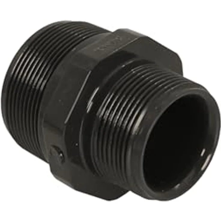 HAF PVC Fittings Doppelnippel 2" x 1 1/2" Außengewinde, grau, PN16 für Verrohrung – Bild 1