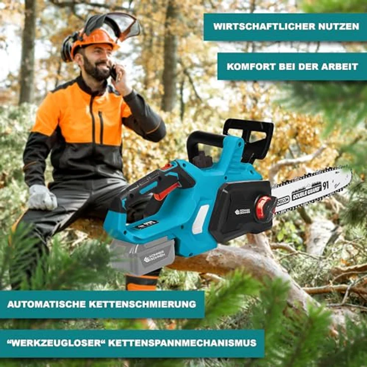 Könner & Söhnen Akku-Kettensäge 20V 30cm, leichte und leistungsstarke Kettensäge ohne Akku – Bild 2