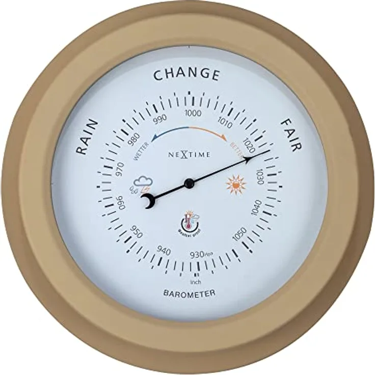 Nextime Barometer Orchid, wetterfestes Gartenbarometer aus braunem Metall, Ø 22 cm