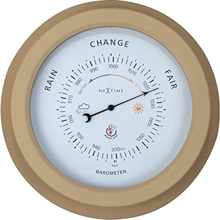 Nextime Barometer Orchid, wetterfestes Gartenbarometer aus braunem Metall, Ø 22 cm – Bild 1