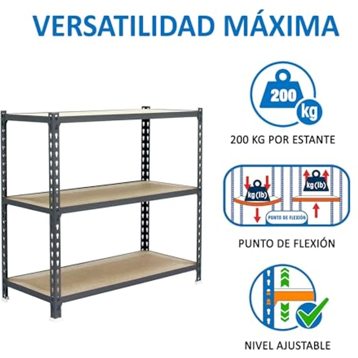 Simonrack Simonclick Metallregal Maderclick SuperPlus, 3 Böden, Traglast 200 kg pro Boden, Steckregal, Silber, H 100 x B 110 x T 30 cm – Bild 5