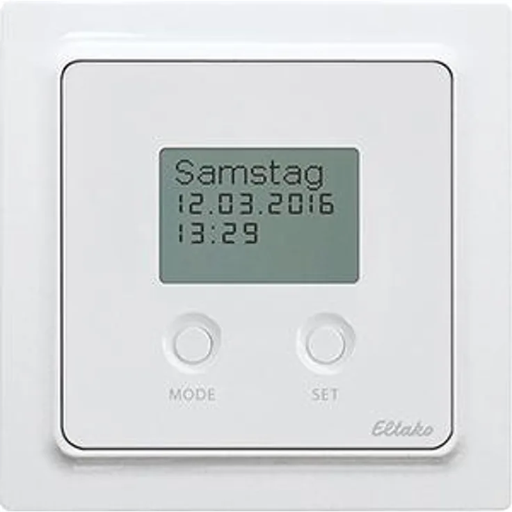 Eltako FSU55ED/230V-pg, Funk-Zeitschaltuhr Aufputz in Polarweiss glänzend mit Astro-Funktion und beleuchtetem Display