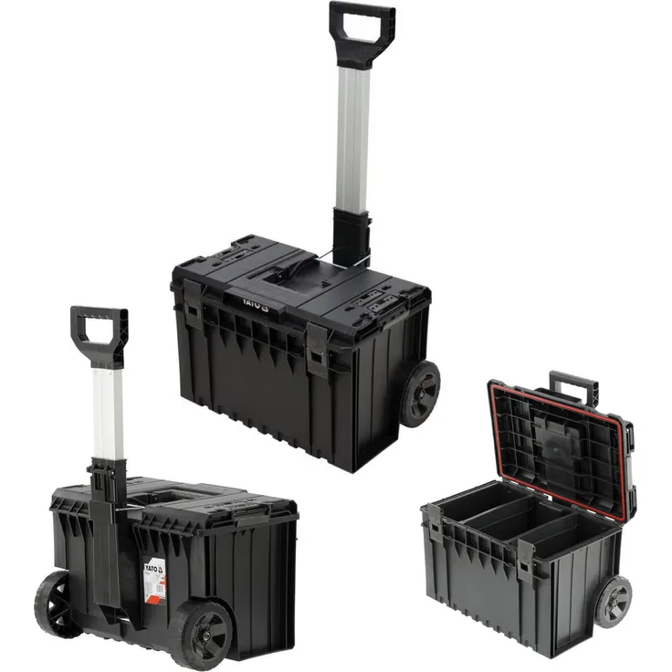 TRIZERATOP Werkzeugkoffer Systemkoffer, 58x42x41cm mit Rädern, robuste Polyamid-Druckverschlüsse, schwarz