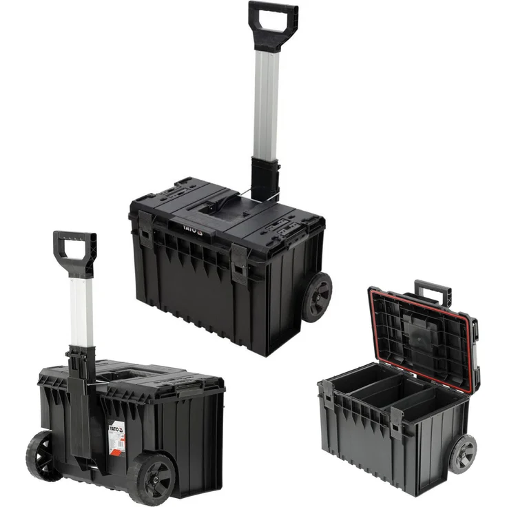 TRIZERATOP Werkzeugkoffer Systemkoffer, 58x42x41cm mit Rädern, robuste Polyamid-Druckverschlüsse, schwarz