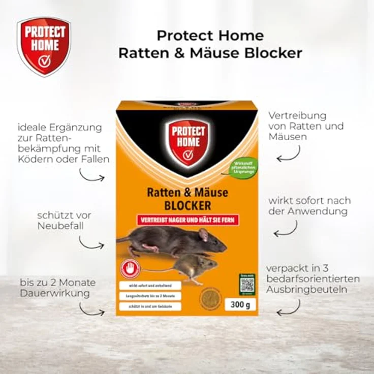 Protect Home Ratten und Mäuse Blocker, giftfreies Pulver zur Vertreibung von Nagern, 300 g – Bild 2