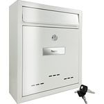 TÄGA 2218 Design Metall Briefkasten weiß I DIN A4 Einwurfformat I mit Namensschild, Sichtfenster I abschließbar, inkl. 2 Schlüssel