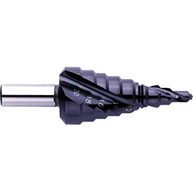 Exact 796 / 07022 HSS Stufenbohrer 4-20mm, TiAIN, 3-Flächenschaft, Gesamtlänge 67mm