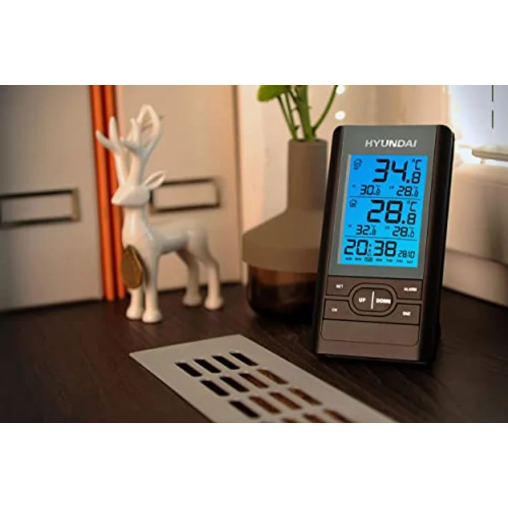 Hyundai Wetterstation WS 1070 B, Innen- und Außentemperaturmessung, Luftfeuchtigkeit, Weckerfunktion in Schwarz – Bild 5