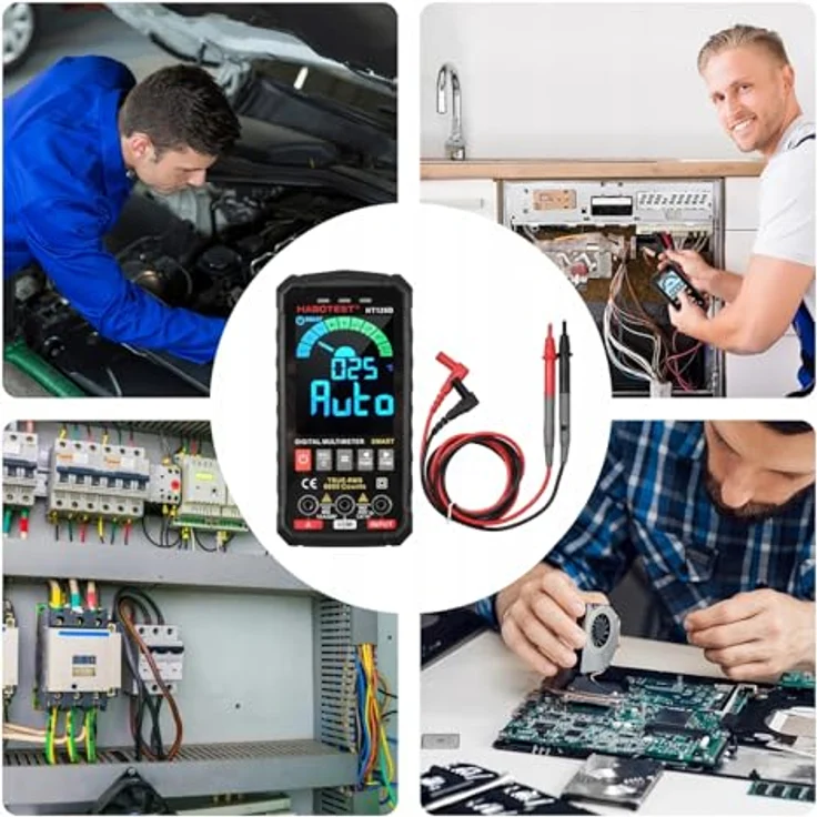 Habotest HT126A, Digitales Universalmultimeter mit großem Display, LED-Taschenlampe und Silikontasten – Bild 4