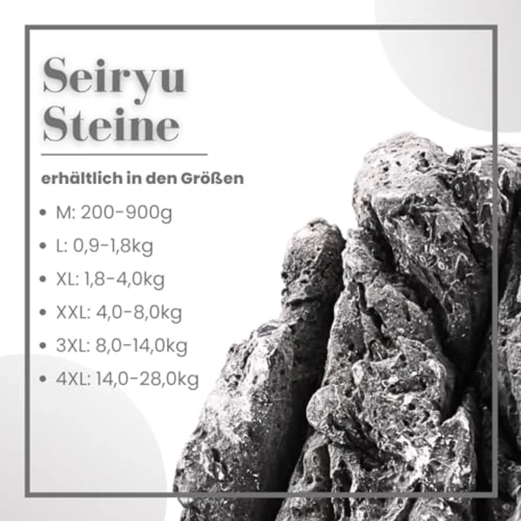 AquaOne Aquarium Steine Mini Landschaft I Natursteine Seiryu 20kg (3,48€/kg) I 0,9-1,8kg pro Stein I Aquascaping Gestein für Tank I Felsen Dekoration Pagode Rückwand I Deko Aquascape grau – Bild 2