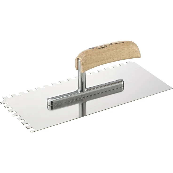 fortis Glättekelle 280 x 130 mm, gezahnt 8 x 8 mm, rostfrei