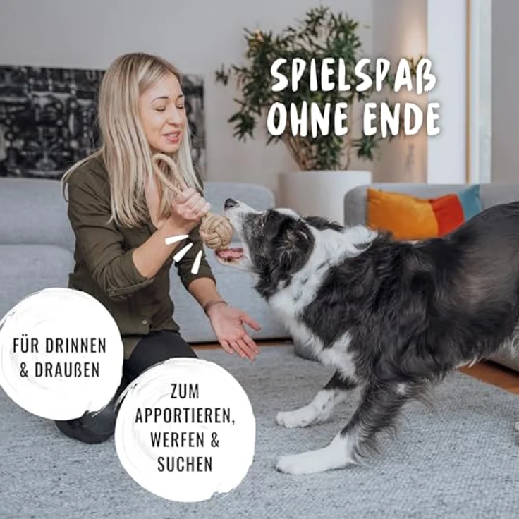 Rudelkönig Hundespielzeug Seil 3er Set, Zerrspielzeug aus 100% natürlicher Baumwolle, robust und umweltfreundlich – Bild 4