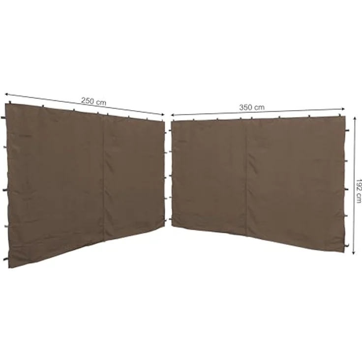 Quick Star Pavillonseitenteil Nizza, 250x190 cm, taupe, 2 tlg. Set mit Reißverschluss aus 100% Polyester – Bild 2