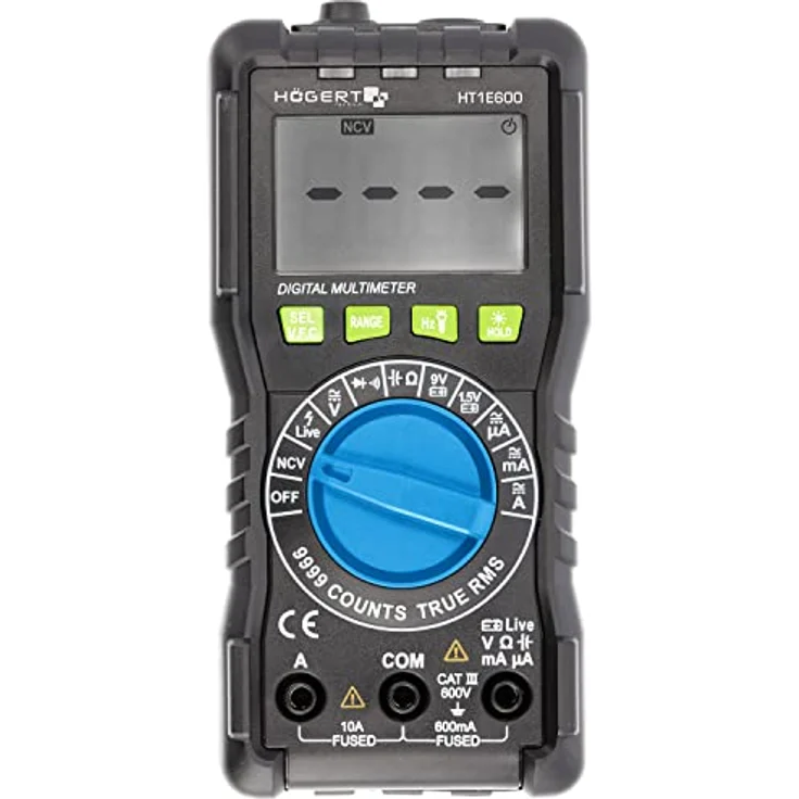 HÖGERT TECHNIK Digitales Multimeter HT203 mit TRUE RMS, NCV, VFC, LCD-Anzeige, 600 V Spannung, 10 A Strom, für Elektro, Kfz und Werkstatt – Bild 1