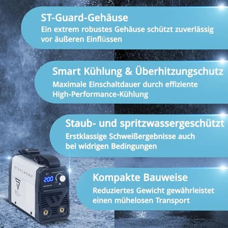 STAHLWERK ARC 200 MD, Inverter Elektrodenschweißgerät 200 A MMA E Hand Lift TIG, langlebig und leistungsstark – Bild 4