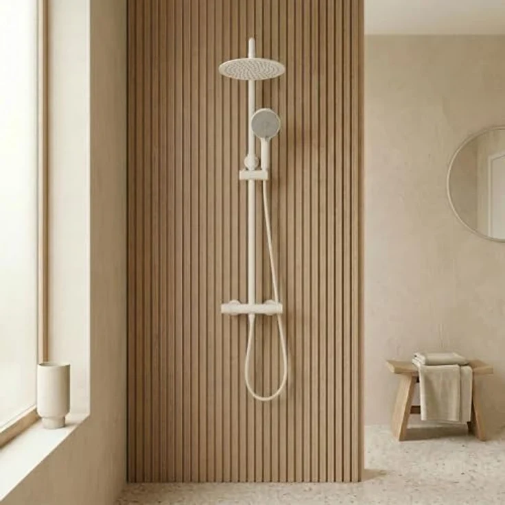 wohnwerk.idee Duschsystem Regendusche Set, Duscharmatur mit Handbrause und Thermostat, höhenverstellbar, keine Wannenauslauf – Bild 7