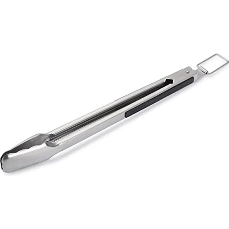 SANTOS Edelstahl Grillzange 37cm - Küchenzange - eckiger Kopf - ergonomische Handhabung - gebürsteter/rostfreier Edelstahl - starker Federmechanismus – Bild 1