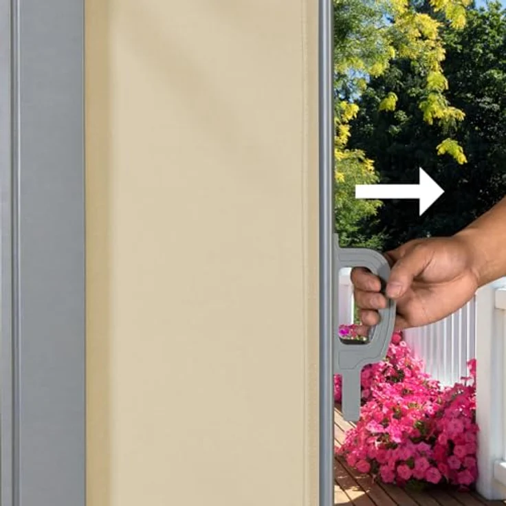 SVITA Seitenmarkise ausziehbar Sichtschutz Balkonmarkise UV50+Terrasse 450x180 Beige - Preisvergleich – Bild 4