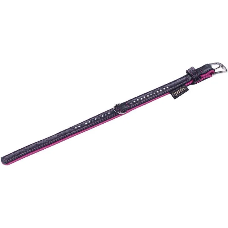 Nobby Hunde-Halsband Pacific Deluxe einreihig fuchsia, Swarovski-Kristalle, italienisches Rindsleder