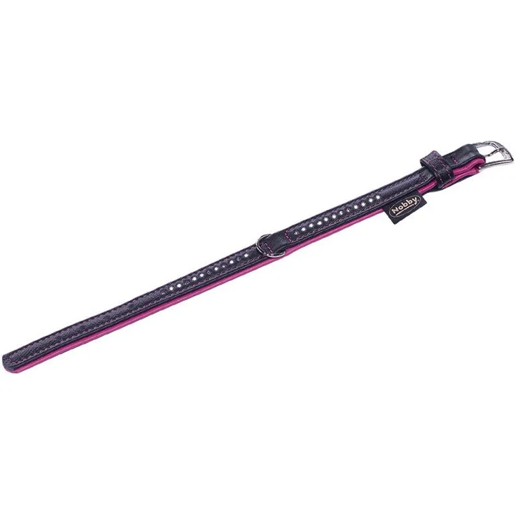 Nobby Hunde-Halsband Pacific Deluxe einreihig fuchsia, Swarovski-Kristalle, italienisches Rindsleder – Bild 1