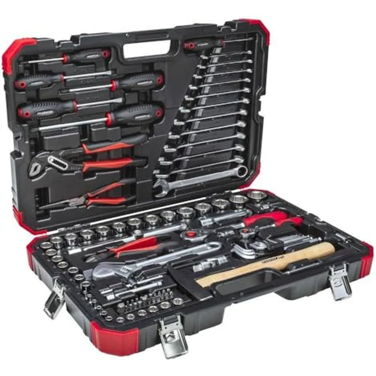 GEDORE red Steckschlüsselsatz R46003100, 100-teilig, Mit Umschaltknarre, Ratsche, Steckschlüssel und Bitsatz, Hammer, Ringmaulschlüssel und Zangen – Bild 3
