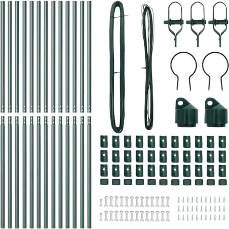 vidaXL Zaunpfosten Set, 13 Stück, grün, Ø32 mm, 150 cm, verzinkter Stahl, wetterbeständig, ideal für Außenbereiche – Bild 5