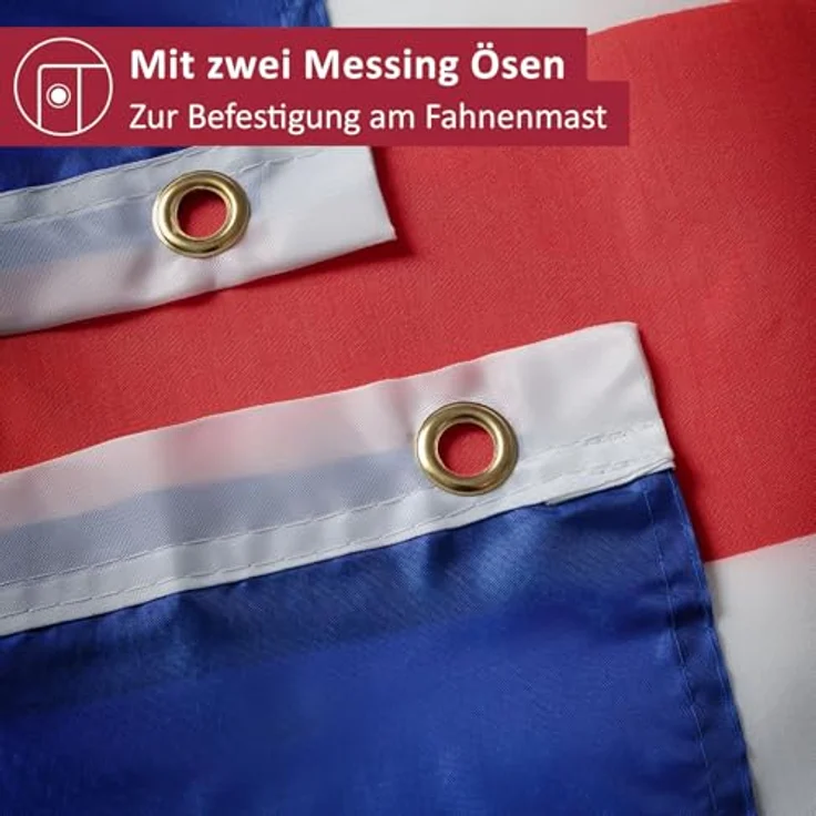 PHENO FLAGS Island Flagge 90x150cm, wetterbeständig mit Messingösen, 100% Polyester und robuster Doppelnaht in lebendigen Farben – Bild 5