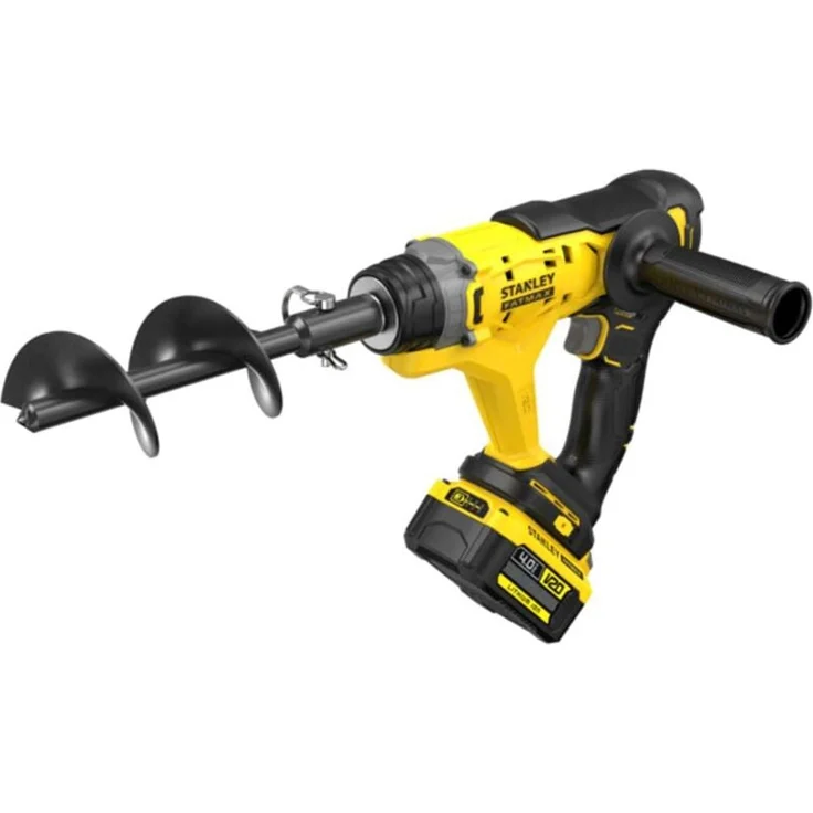 Stanley FATMAX V20, 18V Erdbohrer mit 4,0 Ah Li-Ion Akku, Ladegerät, ergonomischem Griff und Zusatzgriff – Bild 1