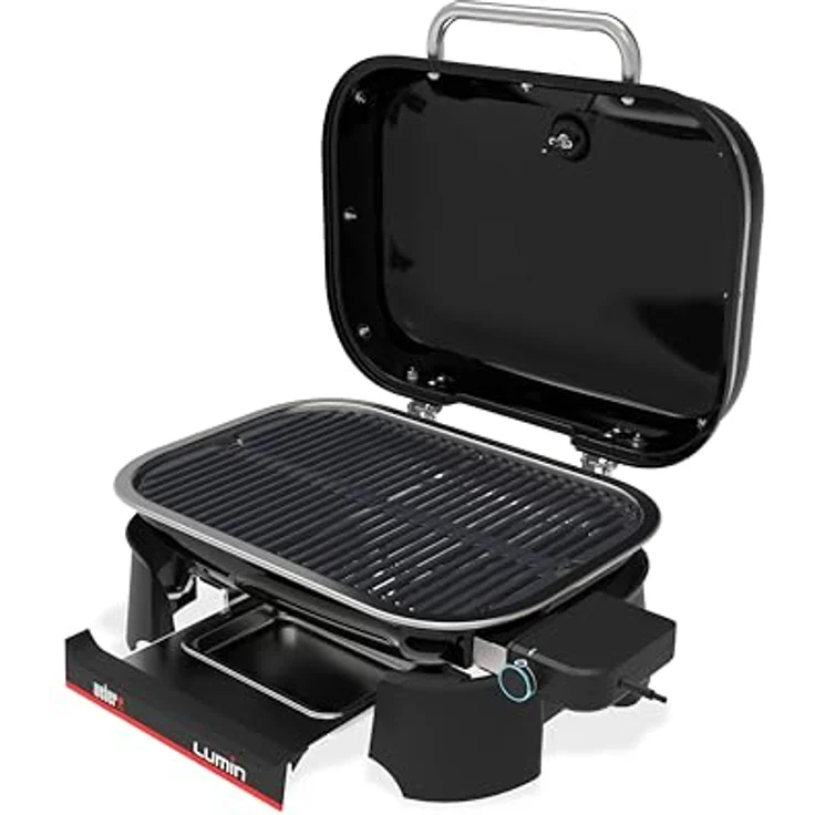 Weber Lumin Elektrogrill, Bis zu 315 °C, mit Deckelthermometer und emaillierten Gusseisenrosten, 33 x 49 cm Grillfläche, Schwarz (1502045) – Bild 2