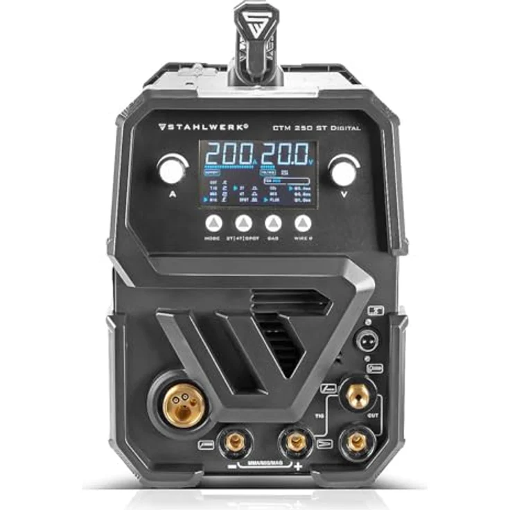 STAHLWERK Kombi-Schweißgerät CTM-250 ST Digital Vollausstattung 5-in-1 Schutzgas-Schweißgerät | Inverter mit 200 A, synergischem Drahtvorschub und integriertem 50 A Plasmaschneider CUT | WIG, 7-Jahre Garantie, DC WIG Schweißen, 2T/4T (WIG/MIG/MAG) – Bild 2