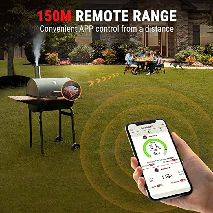 ThermoPro TempSpike TP961, Kabelloses Fleischthermometer mit Bluetooth, IP67, 150m Reichweite, 2 Temperatursensoren, Spülmaschinenfest – Bild 5