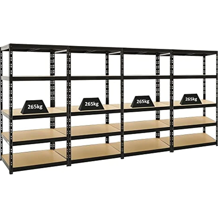 PROREGAL Mega Deal 4X Schwerlastregal Tiger Schwarz 180x90x60 cm mit Fachlast 265kg Garagenregal Kellerregal Werkstattregal Lagerregal Steckregal – Bild 1