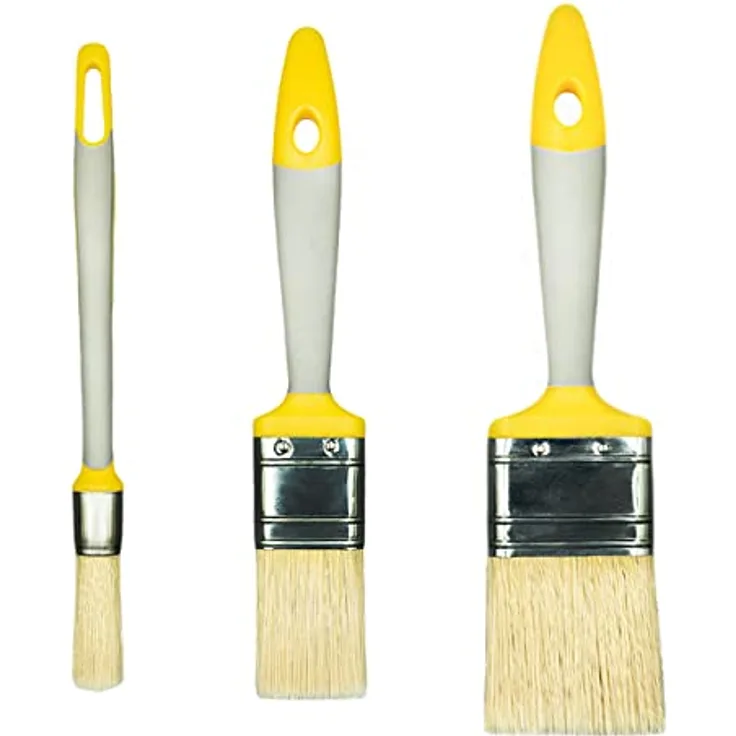 Hardy 3er Set Pinsel 18 mm 35 mm 50 mm Serie 21 für Malerarbeiten Präzises Abdecken Synthetikborsten 2-Komponenten profilierter Rutschfester Griff