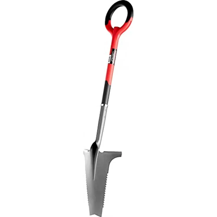 Root Slayer® Spaten Wurzelspaten Mehrzweckschaufel, Kohlenstoffstahl Klinge mit Zähnen, Multifunktionsspaten, ergonomischer runder Griff, 360°, blau – Bild 6