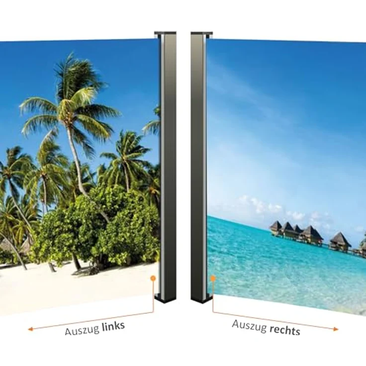 Westerholt Seitenmarkise ausziehbar rechts, 160 cm hoch, Seitenrollo mit Fotodruck Südsee – Bild 7
