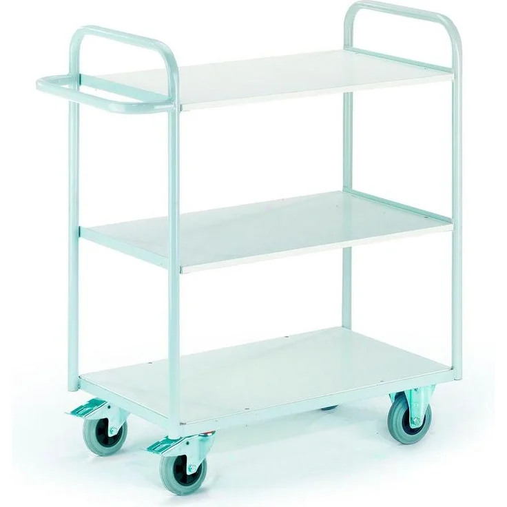 Rollcart Etagenwagen B08-7312, Transportwagen mit Holzwerkstoff-Oberfläche, grau, 150 kg Tragfähigkeit, 118 x 50 x 107 cm