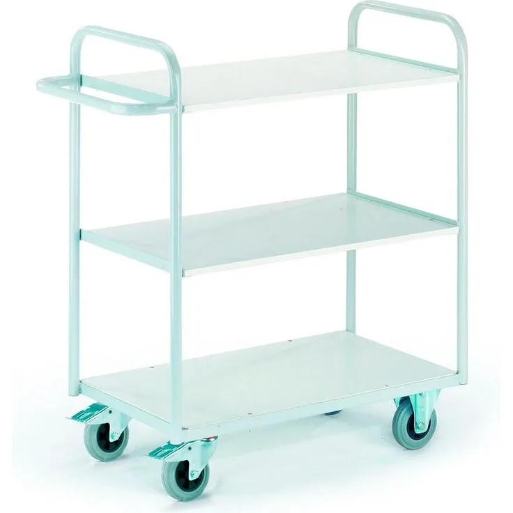 Rollcart Etagenwagen B08-7312, Transportwagen mit Holzwerkstoff-Oberfläche, grau, 150 kg Tragfähigkeit, 118 x 50 x 107 cm