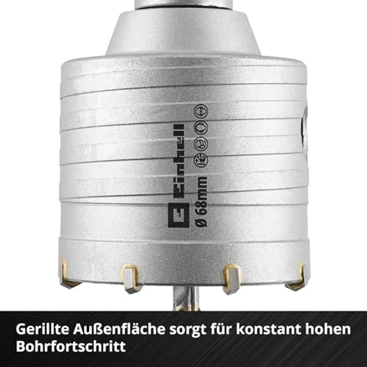 Einhell HM-Bohrkrone 176068, Ø 68 mm mit Hartmetallzähnen und SDS-Plus-Schaft für Beton und Mauerwerk – Bild 4